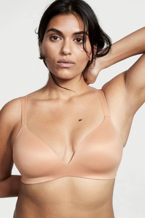 Victoria's Secret Bare Smooth Lightly Gefütterte Plunge Non Wired Bra Champagne Nude | 309485ZXS