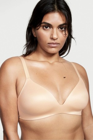 Victoria's Secret Bare Smooth Lightly Gefütterte Plunge Non Wired Bra Champagne Nude | 824913BIQ