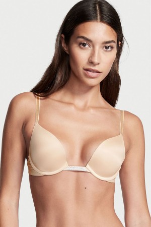 Victoria's Secret Bare Smooth Plunge Shine Multiway Bra Marzipan Nude | 847261ZFM