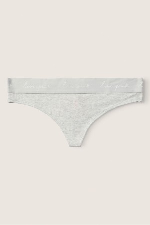 Victoria's Secret Baumwoll Logo Tanga Knickers Grau | 970412MNZ