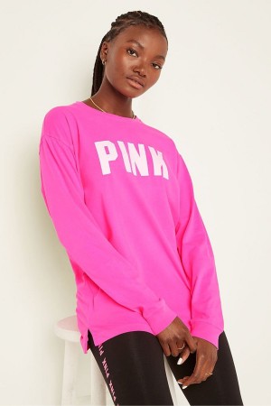 Victoria's Secret Baumwoll Long Sleeve Campus T-Shirt Rosa | 753946TEL