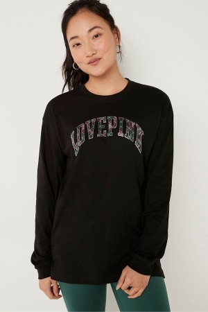 Victoria's Secret Baumwoll Long Sleeve Campus T-Shirt Rosa | 182564AFH