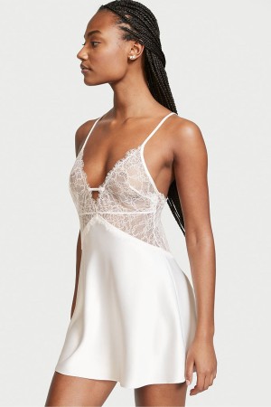 Victoria's Secret Bridal Satin Spitze Slip Weiß | 148926RZT