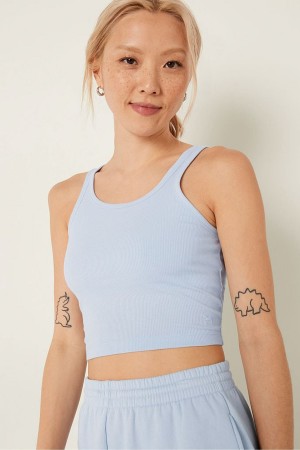 Victoria's Secret Crop Tank Top Blau | 246017KIF