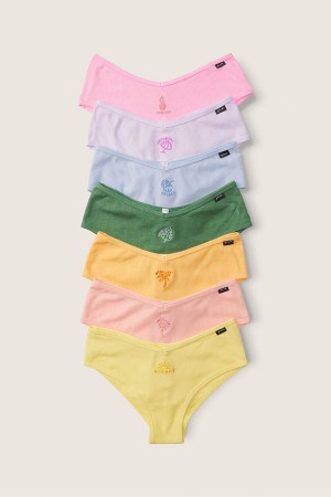 Victoria's Secret Days of the Week Baumwoll Cheeky Knickers 7 Pack Pink/Blue/Green/Orange/Yellow | 179240IXK