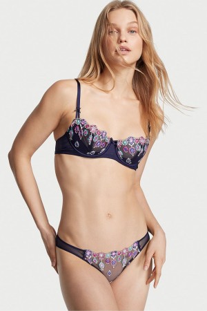 Victoria's Secret Dream Angels Bejeweled Embroidery Cheekini Knickers Navy Blau | 275634CRQ