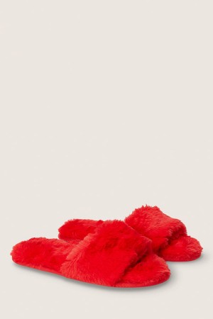 Victoria's Secret Faux Fur Slippers Rot | 170584MCL