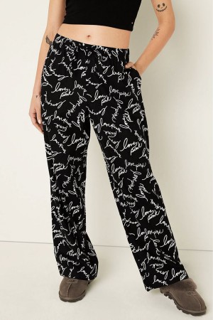 Victoria's Secret Flannel Pyjama Bottoms Schwarz | 391805GAE