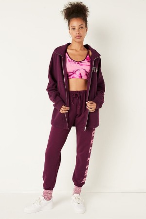 Victoria's Secret Fleece Oversized ZipUp Sweatshirt Bordeaux | 706529IXO