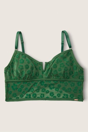 Victoria's Secret Flocked Mesh Bralette Grün | 591308AQC