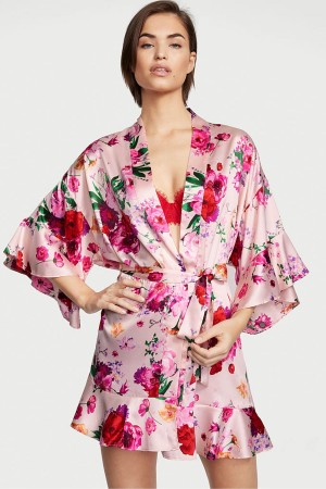 Victoria's Secret Flounce Satin Robe Rosa Streifen | 358946CZV