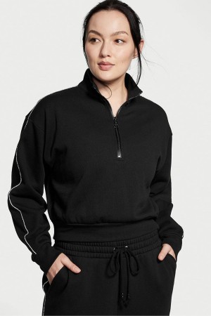 Victoria's Secret Half Zip High Neck Lounge Sweatshirt Schwarz | 184602EDB