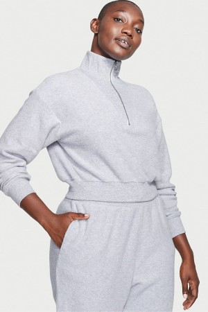 Victoria's Secret Half Zip High Neck Lounge Sweatshirt Grau | 627038PTV