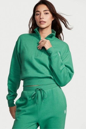 Victoria's Secret Half Zip High Neck Lounge Sweatshirt Grün | 895730XLJ