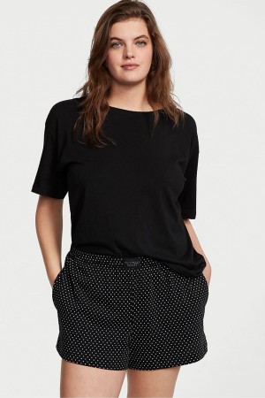 Victoria's Secret Knit Kurzes Pyjamas Schwarz Weiß | 038617TIJ