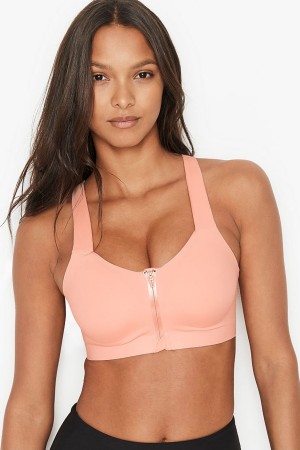 Victoria's Secret Knockout High Impact Racerback Zip Up Sports Bra Aprikose Orange | 109863KZD