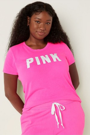 Victoria's Secret Logo Kurzes Sleeve T-Shirt Rosa | 602437VEI