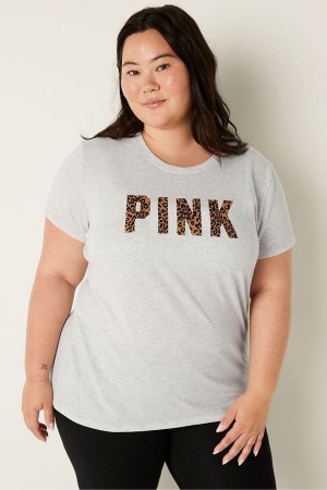 Victoria's Secret Logo Kurzes Sleeve T-Shirt Rosa | 259084VCA