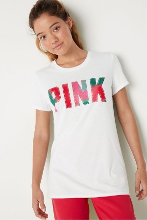 Victoria's Secret Logo Kurzes Sleeve T-Shirt Rosa | 815273DJM