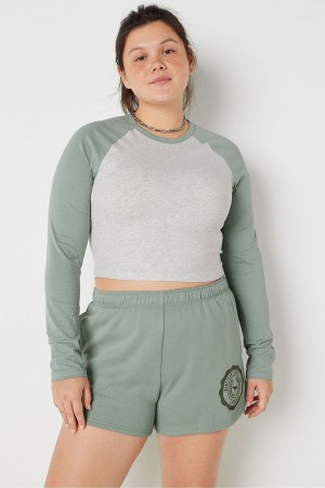 Victoria's Secret Long Sleeve Crop T-Shirt Grün | 723905VMT