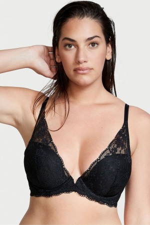 Victoria's Secret Love Cloud Spitze Half Pad Plunge Bra Schwarz | 051429FUC