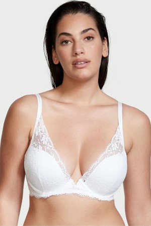 Victoria's Secret Love Cloud Spitze Half Pad Plunge Bra Schwarz | 942760WOD