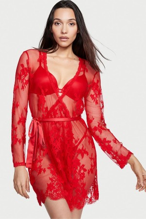 Victoria's Secret Luxe Lingerie Spitze Kurzes Dressing Gown Rot | 426015DGY