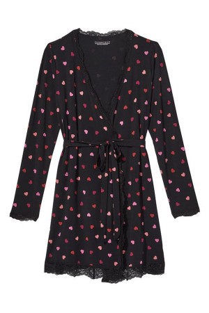 Victoria's Secret Modal Kurzes Long Sleeve Robe Schwarz | 719245FXS