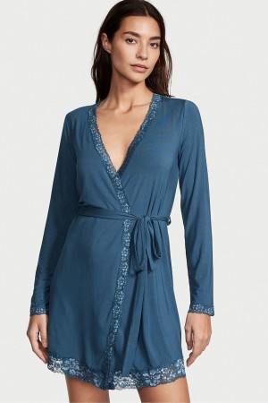 Victoria's Secret Modal Spitze Trim Robe Blau | 751028QHP