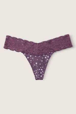 Victoria's Secret No-Show Everyday Spitze Trim Tanga Knickers Mauve Quartz Stars | 601594DKC