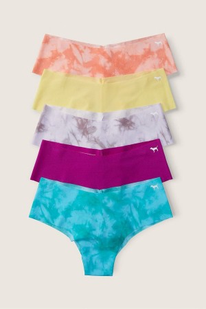 Victoria's Secret No-Show No Show Cheeky Knickers 5 Pack Blue/Purple/Yellow/Orange Tie Dye | 391672SFW