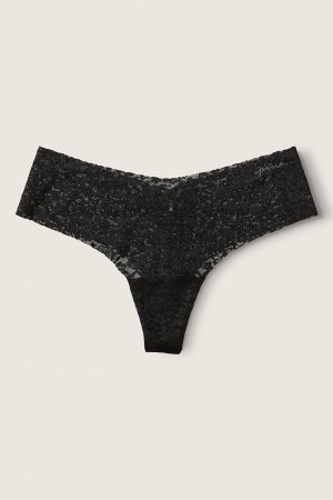 Victoria's Secret No-Show No Show Tanga Spitze Knickers Schwarz | 605918PWB