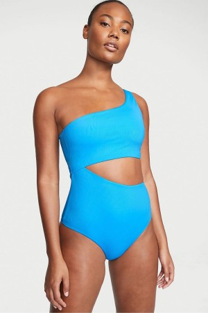 Victoria's Secret One Shoulder Swimsuit Blau | 870164WTN