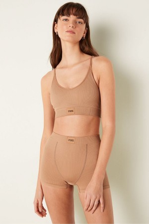 Victoria's Secret Period Pants High Taille Rib Seamless Boxer Brief Iced Mocha Nude | 283740GTV