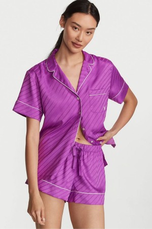 Victoria's Secret Satin Kurzes Pyjamas Lila | 105924IPS