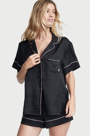 Victoria's Secret Satin Kurzes Pyjamas Schwarz | 430829BVK