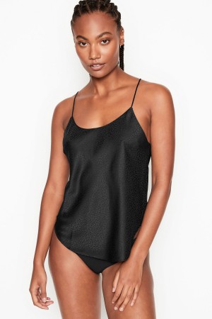 Victoria's Secret Satin Racerback Cami Pyjama Top Schwarz | 019874TQF