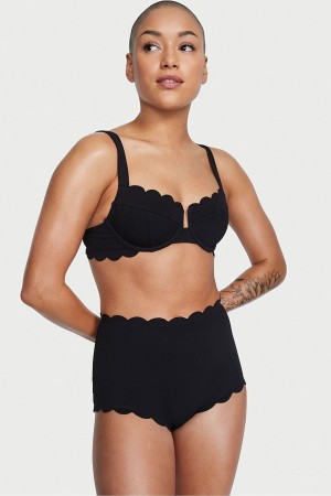 Victoria's Secret Scallop Full Coverage Swim Bikini Top Schwarz | 605423CPO