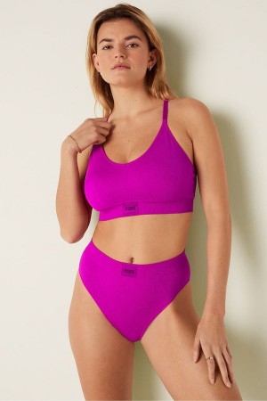 Victoria's Secret Seamless High Taille Rib Bikini Knickers Rosa | 602891RWE