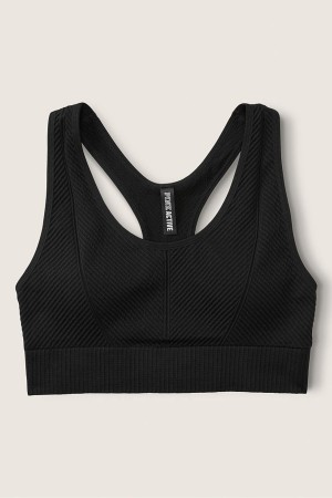 Victoria's Secret Seamless Seamless Lightly Gefütterte Low Impact Racerback Sports Bra Schwarz | 791438DUI