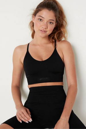 Victoria's Secret Seamless Seamless Lightly Gefütterte Low Impact Sports Bra Schwarz | 743569UCM