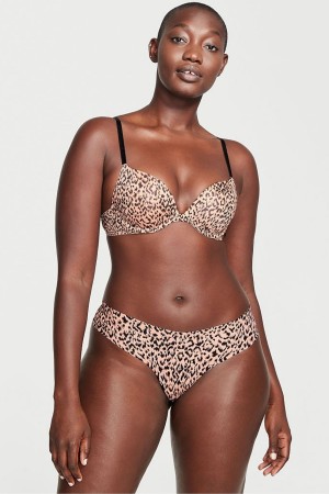 Victoria's Secret Sexy Illusions by Victorias Secret Smooth No Show Tanga Knickers Rosa Leopard | 870296AZU