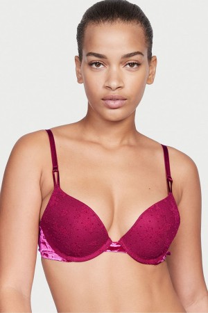 Victoria's Secret Sexy Tee Spitze Push Up Bra Bordeaux Rot | 175804HBX