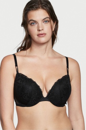 Victoria's Secret Sexy Tee Spitze T-Shirt Push Up Bra Schwarz | 458093JZQ