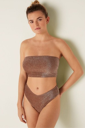 Victoria's Secret Shimmer Push Up Bikini Top Soft Cappucino | 319587SDM