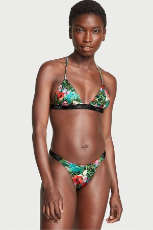 Victoria's Secret Shine Riemen Swim Bikini Bottom Schwarz | 456389RQZ