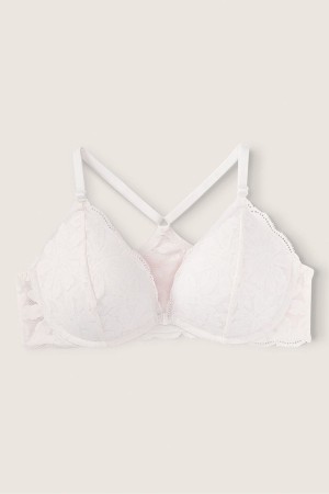 Victoria's Secret Spitze Front Befestigung Push Up Bra Weiß | 812935NAR