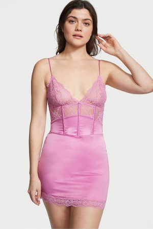 Victoria's Secret Spitze Provocative Slip Kleider Rosa | 324670HWU