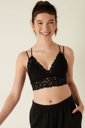 Victoria's Secret Spitze Riemchen Back Longline Bralette Schwarz | 308759STC