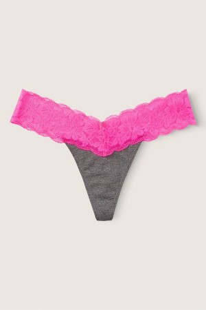 Victoria's Secret Spitze Trim Tanga Knickers Rosa | 067129ERQ